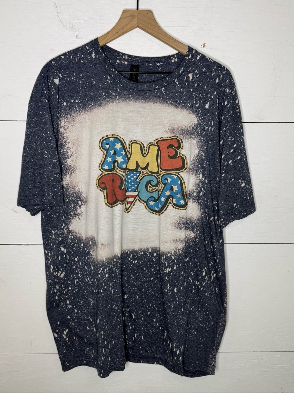 Gildan Softstyle • Bleach Splatter America Graphic Tee Size 2XL